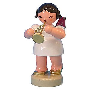 Angels Angels - red wings - small Angel with Flugelhorn - Red Wings - Standing - 6 cm / 2,3 inch