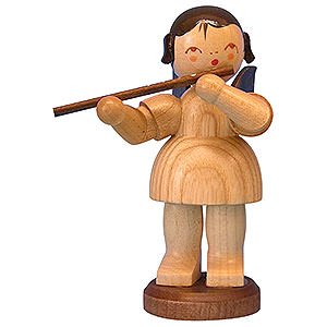 Angels Angels - natural - large Angel with Flute - Natural Colors - Standing - 9,5 cm / 3,7 inch