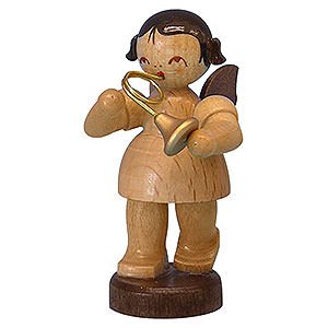 Angels Angels - natural - small Angel with French Horn - Natural Colors - Standing - 6 cm / 2,3 inch