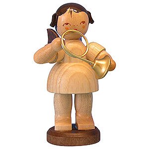 Angels Angels - natural - large Angel with French Horn - Natural Colors - Standing - 9,5 cm / 3,7 inch
