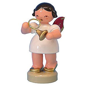 Angels Angels - red wings - small Angel with French Horn - Red Wings - Standing - 6 cm / 2,3 inch