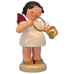 Angels Angels - red wings - large Angel with French Horn - Red Wings - Standing - 9,5 cm / 3,7 inch
