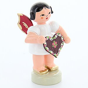 Angels Angels - red wings - small Angel with Gingerbread Heart - Red Wings - Standing - 6 cm / 2.4 inch