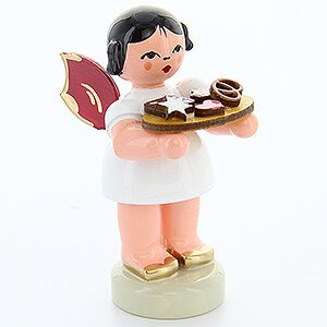 Angels Angels - red wings - small Angel with Gingerbread Plate - Red Wings - Standing - 6 cm / 2.4 inch