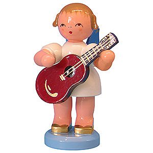 Angels Angels - blue wings - large Angel with Guitar - Blue Wings - Standing - 9,5 cm / 3,7 inch