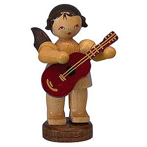 Angels Angels - natural - small Angel with Guitar - Natural Colors - Standing - 6 cm / 2,3 inch