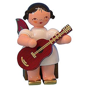 Angels Angels - red wings - small Angel with Guitar - Red Wings - Sitting - 5 cm / 2 inch