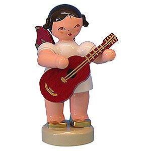 Angels Angels - red wings - small Angel with Guitar - Red Wings - Standing - 6 cm / 2,3 inch