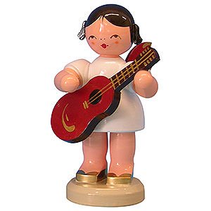 Angels Angels - red wings - large Angel with Guitar - Red Wings - Standing - 9,5 cm / 3,7 inch
