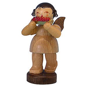 Angels Angels - natural - small Angel with Harmonica - Natural Colors - Standing - 6 cm / 2,3 inch