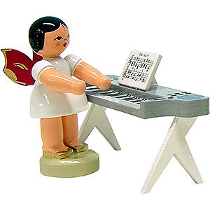 Angels Angels - red wings - small Angel with Keyboard - Red Wings - Standing - 6 cm / 2.3 inch