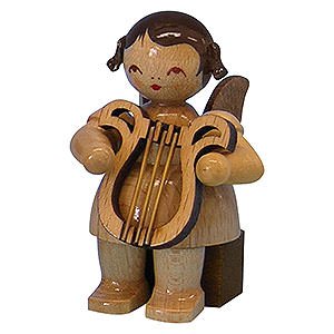 Angels Angels - natural - small Angel with Lyre - Natural Colors - Sitting - 5 cm / 2 inch
