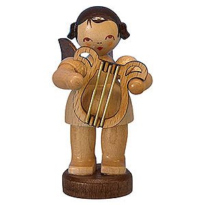 Angels Angels - natural - small Angel with Lyre - Natural Colors - Standing - 6 cm / 2,3 inch