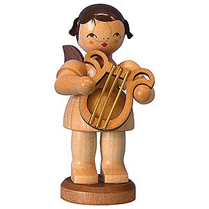 Angels Angels - natural - large Angel with Lyre - Natural Colors - Standing - 9,5 cm / 3,7 inch
