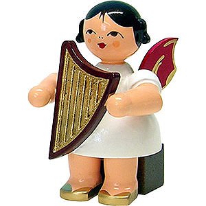 Angels Angels - red wings - small Angel with Lyre - Red Wings - Sitting - 5 cm / 2 inch