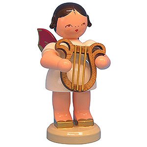Angels Angels - red wings - large Angel with Lyre - Red Wings - Standing - 9,5 cm / 3,7 inch