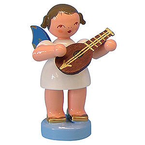 Angels Angels - blue wings - small Angel with Mandolin - Blue Wings - Standing - 6 cm / 2,3 inch