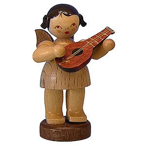Angels Angels - natural - small Angel with Mandolin - Natural Colors - Standing - 6 cm / 2,3 inch