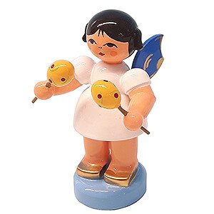 Angels Angels - blue wings - small Angel with Maracas - Blue Wings - Standing - 6 cm / 2.4 inch