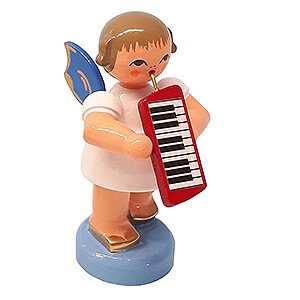 Angels Angels - blue wings - small Angel with Melodica - Blue Wings - Standing - 6 cm / 2.4 inch