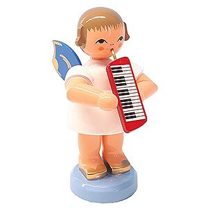 Angels Angels - blue wings - large Angel with Melodica - Blue Wings - Standing - 9,5 cm / 3.7 inch