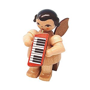 Angels Angels - natural - small Angel with Melodica - Natural Colors - Sitting - 5 cm / 2 inch