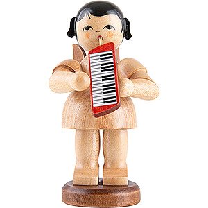 Angels Angels - natural - large Angel with Melodica - Natural Colors - standing - 9,5 cm / 3.7 inch