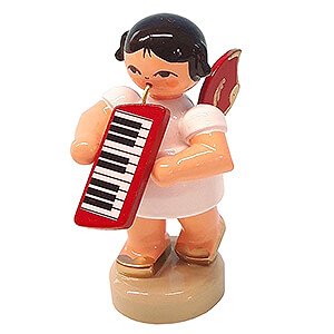 Angels Angels - red wings - small Angel with Melodica - Red Wings - Standing - 6 cm / 2.4 inch