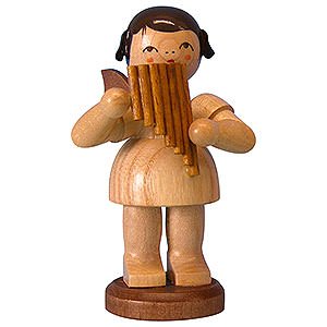 Angels Angels - natural - large Angel with Pan Pipe - Natural Colors - Standing - 9,5 cm / 3,7 inch
