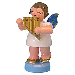 Angels Angels - blue wings - small Angel with Panpipe - Blue Wings - Standing - 6 cm / 2,3 inch