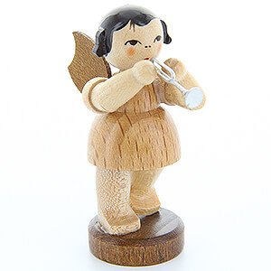 Angels Angels - natural - small Angel with Piccolo Trumpet - Natural Colors - Standing - 6 cm / 2.4 inch