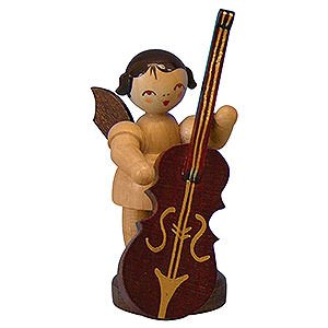 Angels Angels - natural - small Angel with Plucked Bass - Natural Colors - Standing - 6 cm / 2,3 inch