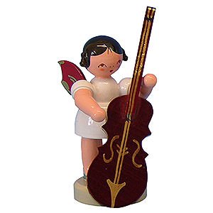 Angels Angels - red wings - small Angel with Plucked Bass - Red Wings - Standing - 6 cm / 2,3 inch