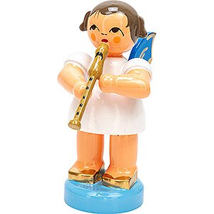 Angels Angels - blue wings - small Angel with Recorder - Blue Wings - Standing - 6 cm / 2.4 inch