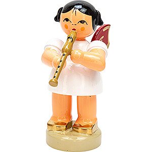 Angels Angels - red wings - small Angel with Recorder - Red Wings - Standing - 6 cm / 2.4 inch