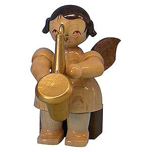 Angels Angels - natural - small Angel with Saxophone - Natural Colors - Sitting - 5 cm / 2 inch