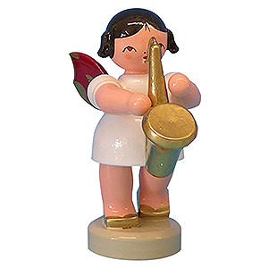 Angels Angels - red wings - small Angel with Saxophone - Red Wings - Standing - 6 cm / 2,3 inch