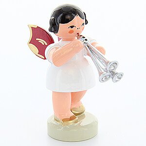 Angels Angels - red wings - small Angel with Shawm - Red Wings - Standing - 6 cm / 2.4 inch