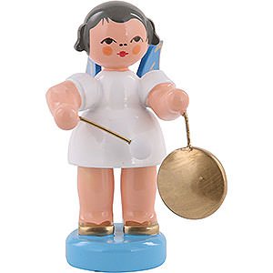 Angels Angels - blue wings - small Angel with Small Gong - Blue Wings - Standing - 6 cm / 2,3 inch