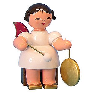 Angels Angels - red wings - small Angel with Small Gong - Red Wings - Sitting - 5 cm / 2 inch