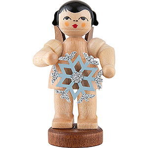 Angels Angels - natural - small Angel with Snow Crystal - Natural Colors - Standing - 6 cm / 2.4 inch