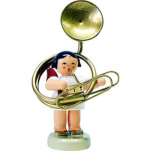 Angels Angels - red wings - small Angel with Sousaphone - Red Wings - Standing - 6 cm / 2.3 inch