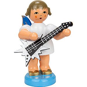Angels Angels - blue wings - large Angel with Star Guitar - Blue Wings - Standing - 9,5 cm / 3.7 inch
