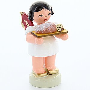 Angels Angels - red wings - small Angel with Stollen Plate - Red Wings - Standing - 6 cm / 2.4 inch