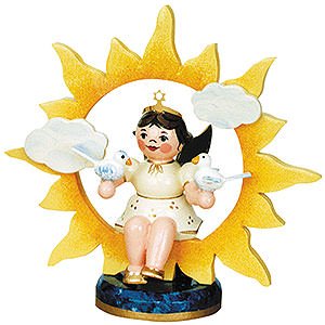Angels Angels - white (Hubrig) Angel with Sun and Doves - 6,5 cm / 2,5 inch