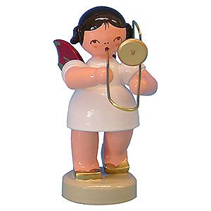 Angels Angels - red wings - small Angel with Trombone - Red Wings - Standing - 6 cm / 2,3 inch