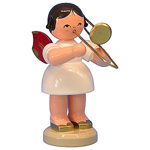 Angels Angels - red wings - large Angel with Trombone - Red Wings - Standing - 9,5 cm / 3,7 inch