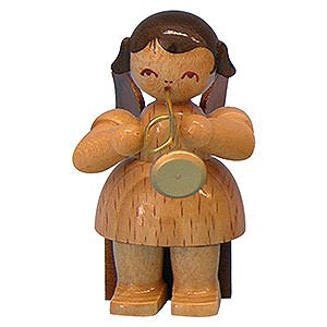 Angels Angels - natural - small Angel with Trumpet - Natural Colors - Sitting - 5 cm / 2 inch