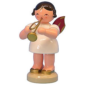 Angels Angels - red wings - large Angel with Trumpet - Red Wings - Standing - 9,5 cm / 3,7 inch