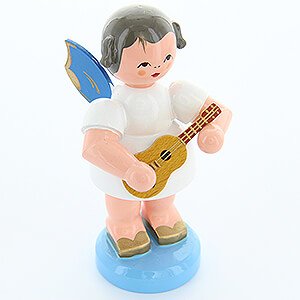 Angels Angels - blue wings - large Angel with Ukulele - Blue Wings - Standing - 9,5 cm / 3.7 inch